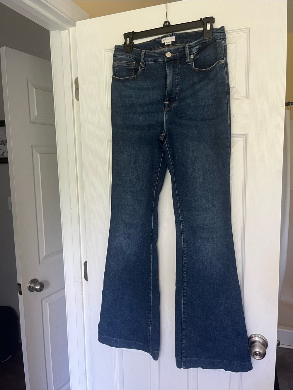 Good American Blue Denim Flare Jeans
